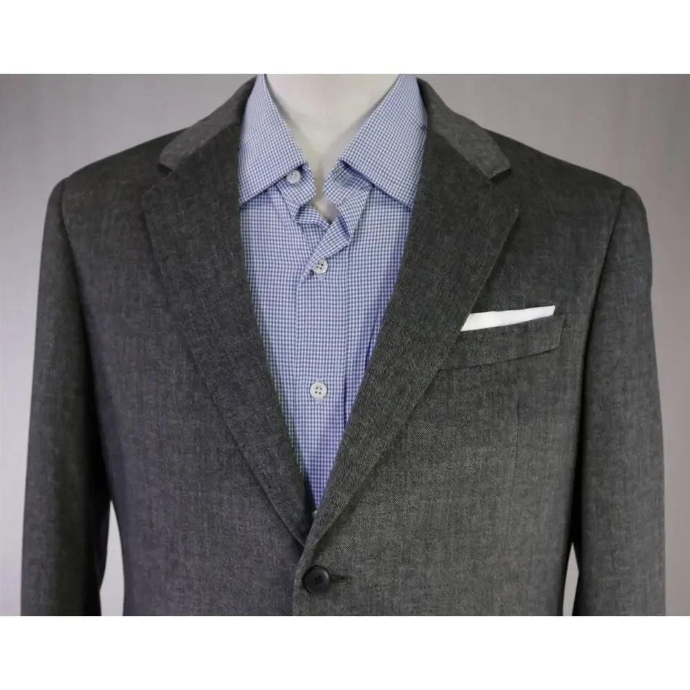 Armani Collezioni Mens Modern Fit Gray Velvet 2-Btn Blazer Jacket 40R